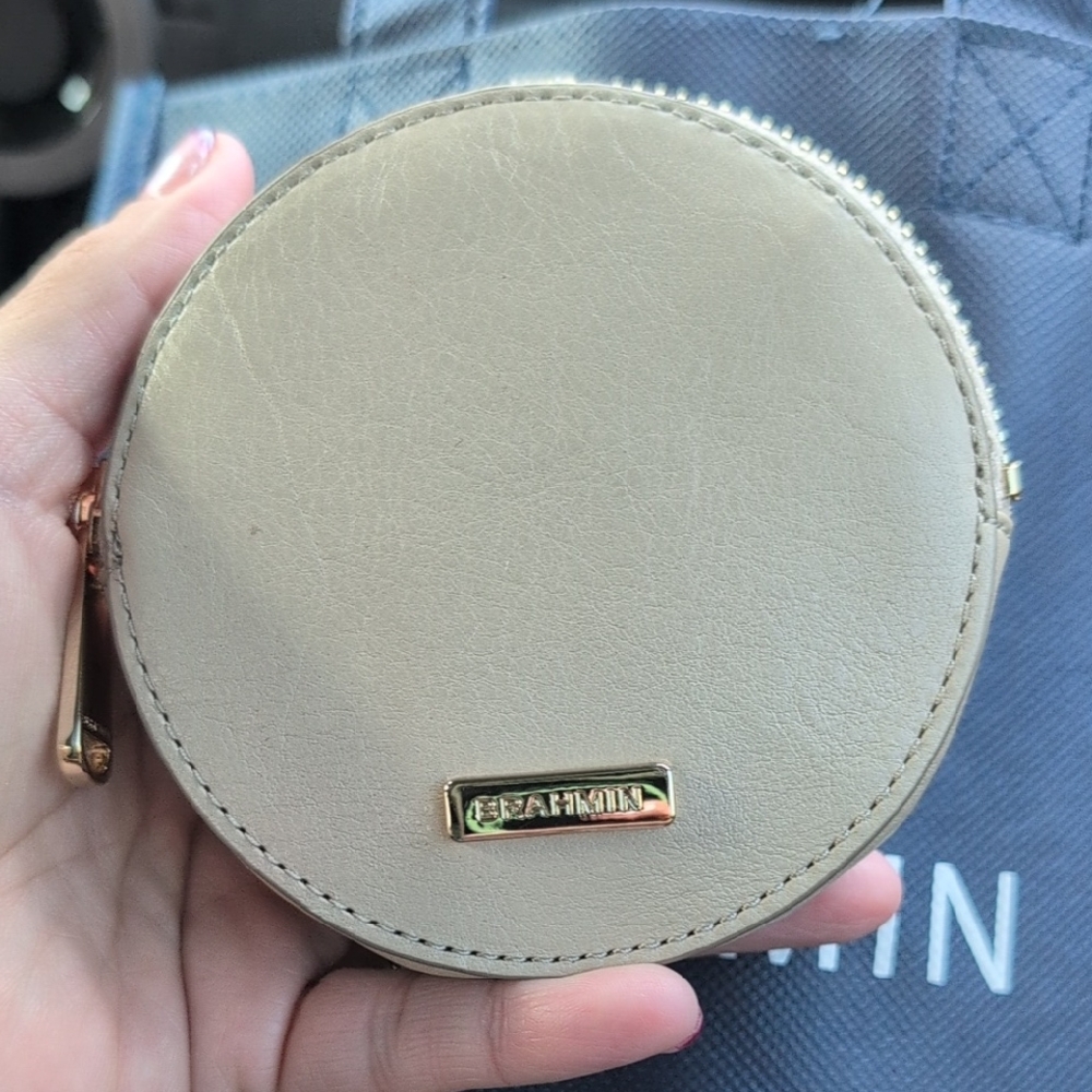 Brahmin Cream Round Coin Purse